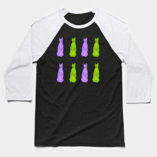 Green and Purple Cats Standing up Baseball T-Shirt